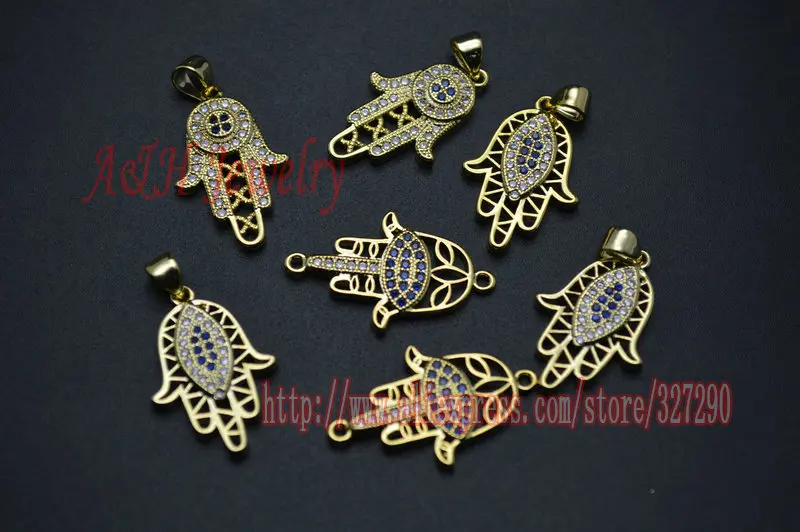 Подвески в виде руки хамсы золотого цвета с Cz бусинами вставка подвеска Фатима