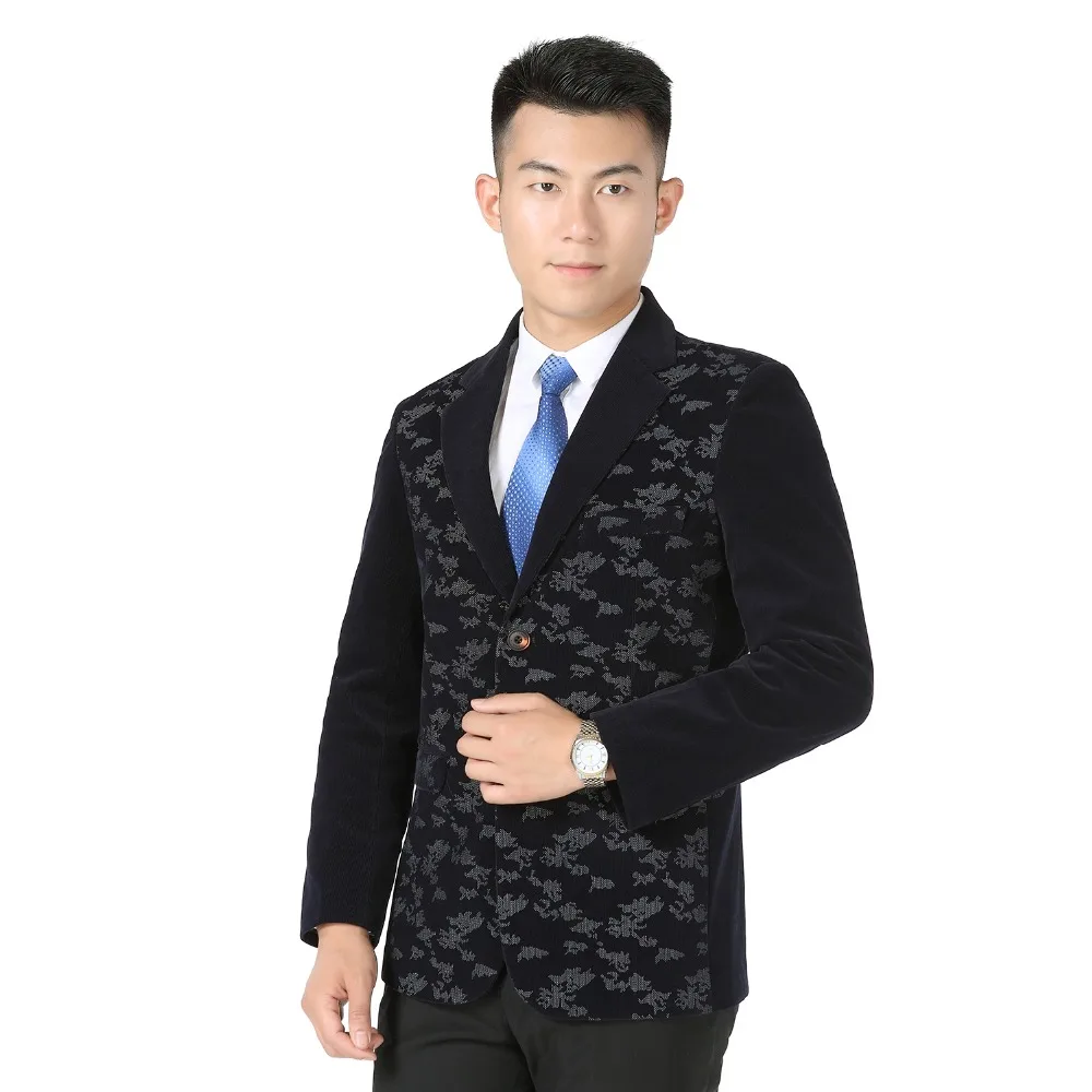 Мужской блейзер с цветочным принтом темно синий фиолетовый|Пиджаки| |