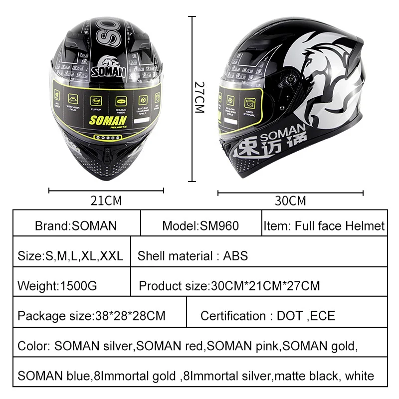 New Motorcycle Helmet Full Face Casque Moto Riding ABS Motocross Helmet Women Men Motorbike Capacete Double Lens ECE Casco Moto enlarge