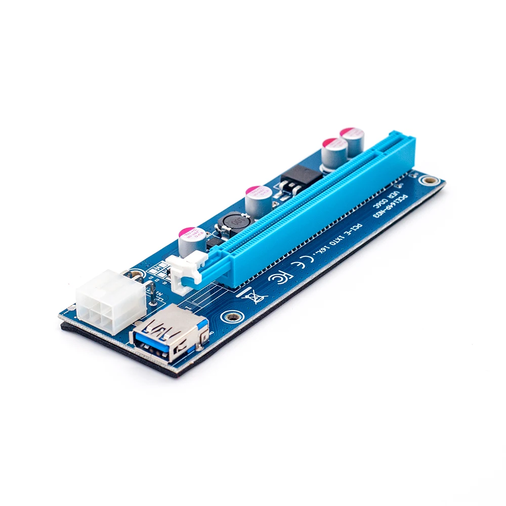 Оптовая продажа 006C PCIe PCI-E PCI Express Riser Card 1x к 16x USB 3 0 кабель адаптер SATA 4Pin IDE Molex 6 pin для