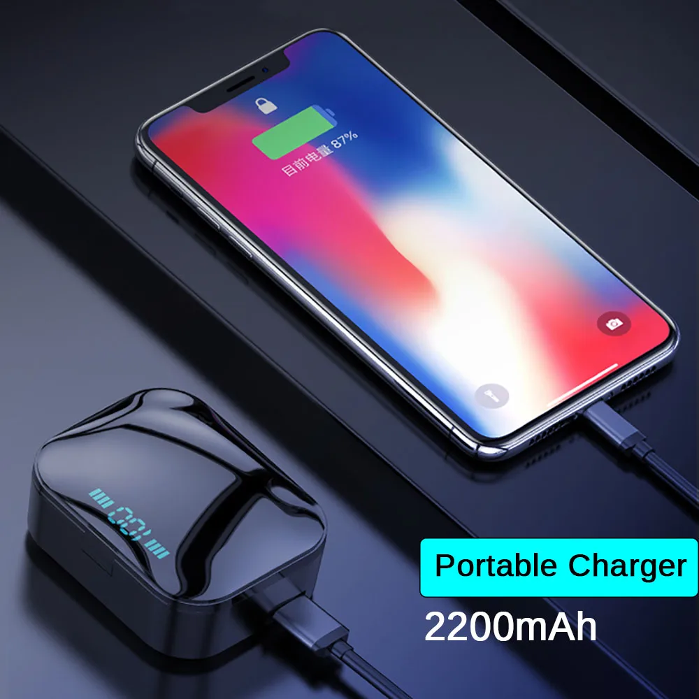 2200 мАч TWS 5 0 Bluetooth наушники IP7 беспроводные 6D стерео HiFi игровая гарнитура с