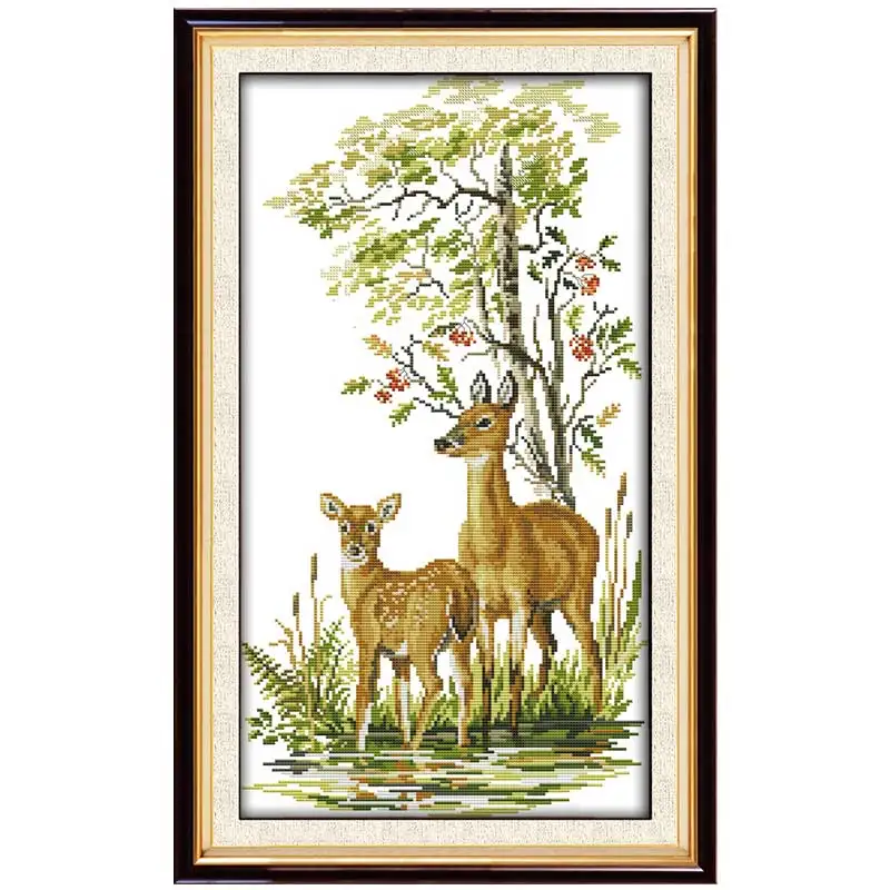 Комплект для мамы и дочки с принтом оленя 11CT 14CT крестиком оптовая продажа Набор