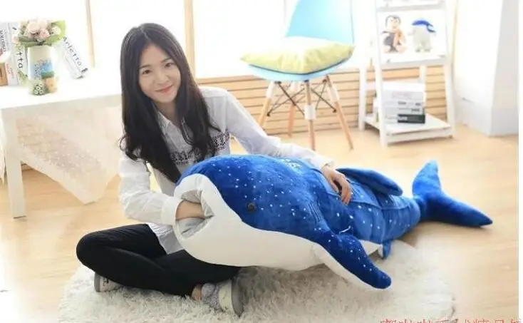 Большая 120 см мультяшная темно синяя КИТ плюшевая кукла диванная подушка игрушка