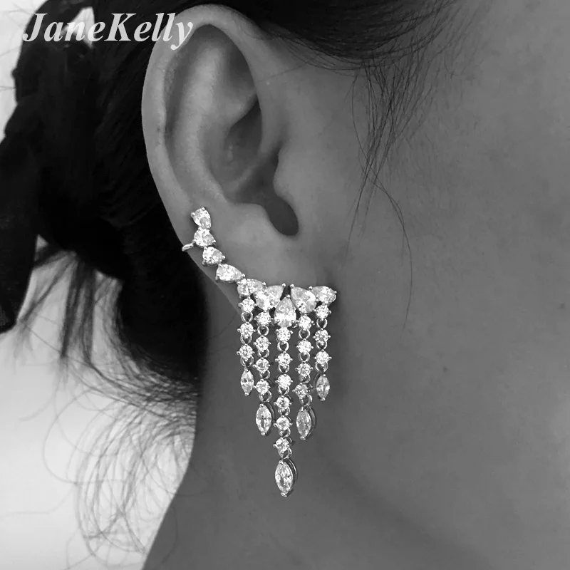 Новое поступление модные роскошные серьги капельки с бахромой из фианита 1