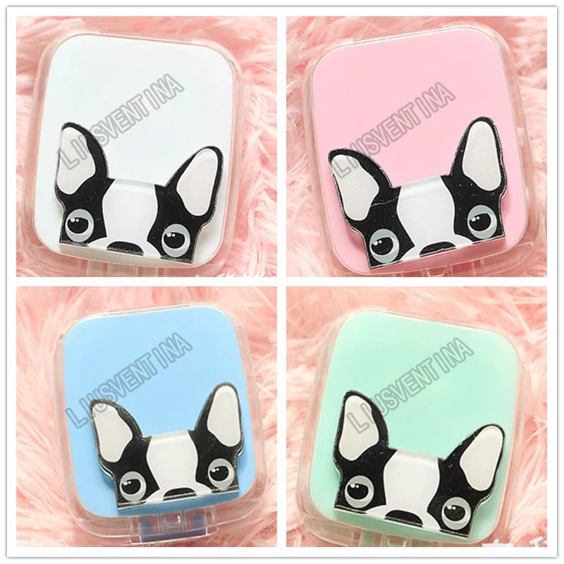 

LIUSVENTINA Portable DIY Acrylic Cute Peeping Dog Head Contact Lens Case with Mirror for Color Lenses Gift for Girls