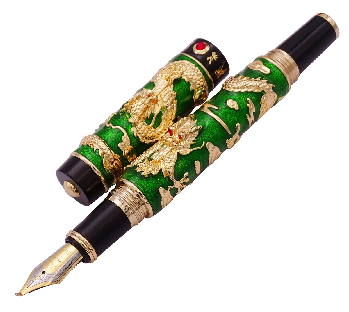 Ручка перьевая Jinhao с двойным драконом роскошная зеленая перегородчатая ручка