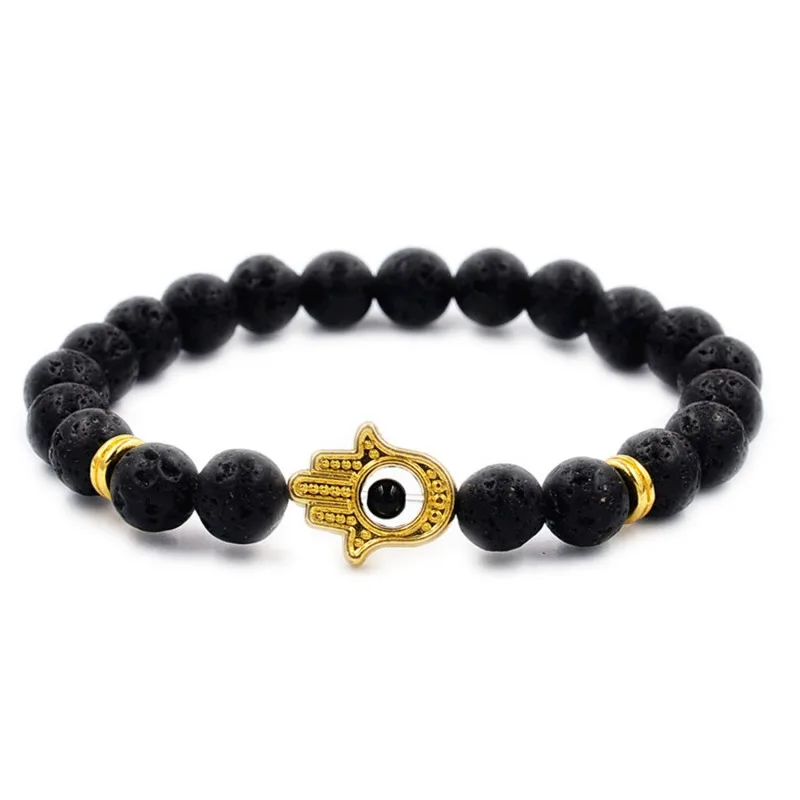 Liuanan Wholesale 10pcs/lot Hot Sale Women Men Lava Stone Hamsa Bracelet Charms Lucky Eye Cuff | Украшения и аксессуары