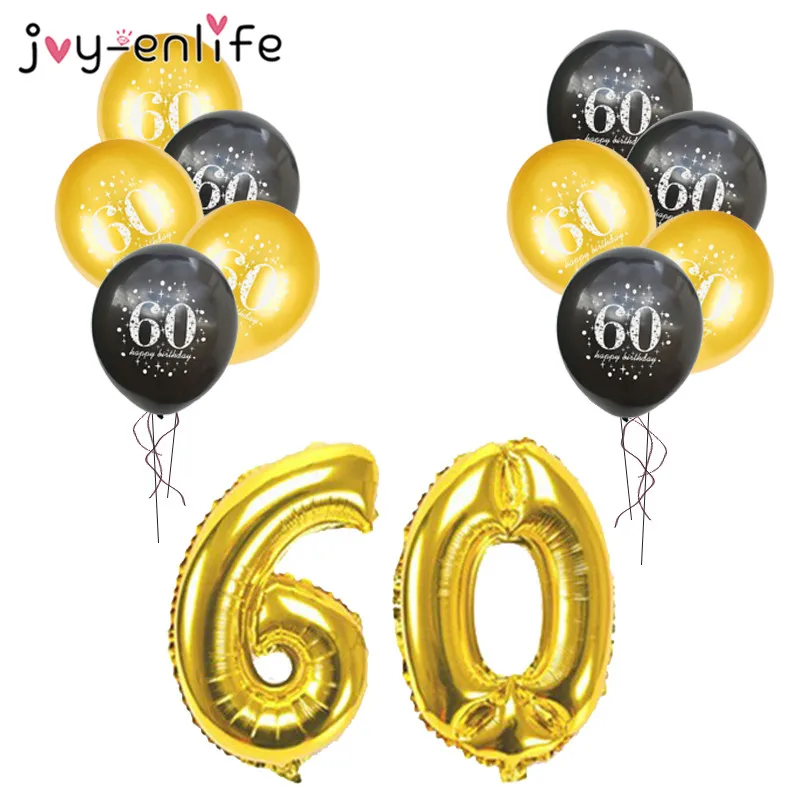 Шар для дня рождения 30 конфетти 40 50 60 лет украшение номер золотой и черный шар