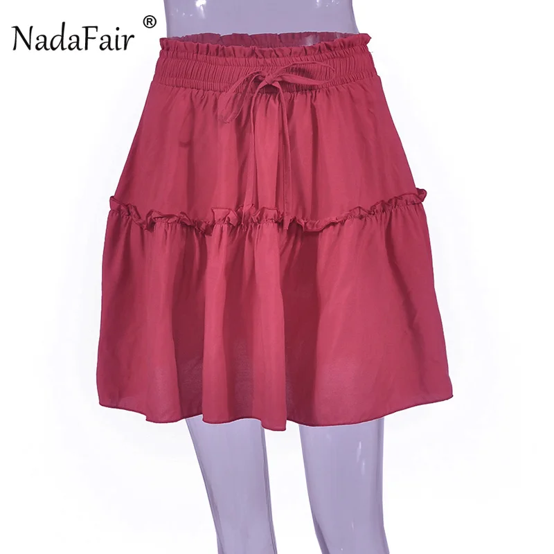 Nadafair шесть-Цвет Повседневное шнуровка плиссированные юбки женские 2018 осень