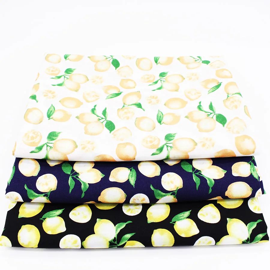 Лимонный напечатанный Хлопок Поплин Ткань Лоскутные материалы для шитья ткань
