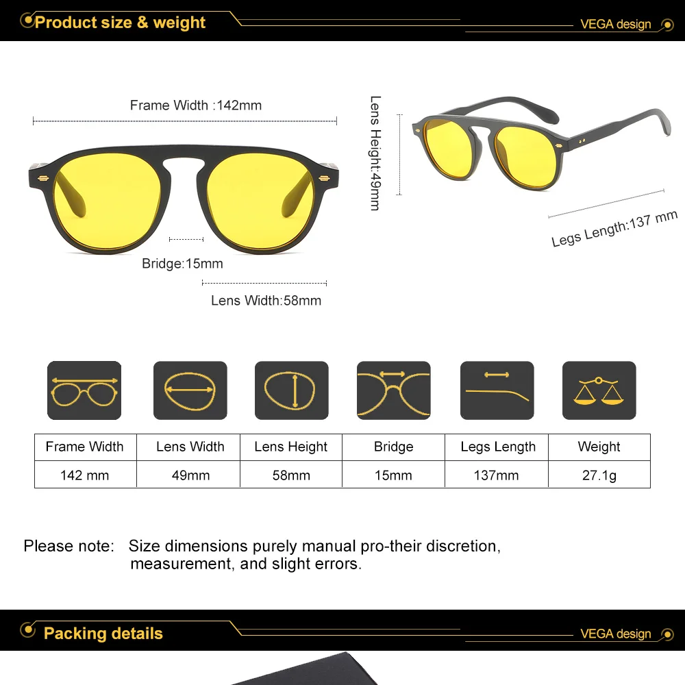 VEGA Eyewear овальные винтажные желтые Солнцезащитные очки женские/мужские ретро желтые очки модные тонированные солнцезащитные очки для женщин 339