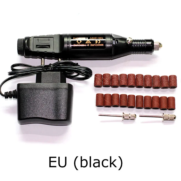 EU - black 20 шлифовальных рукавов мини-набор для формирования ногтей 3/32 Тип сбора мощность электрическая дрель инструментарий Гель-лак для удаления инструмент Расп - Цвет: EU - black