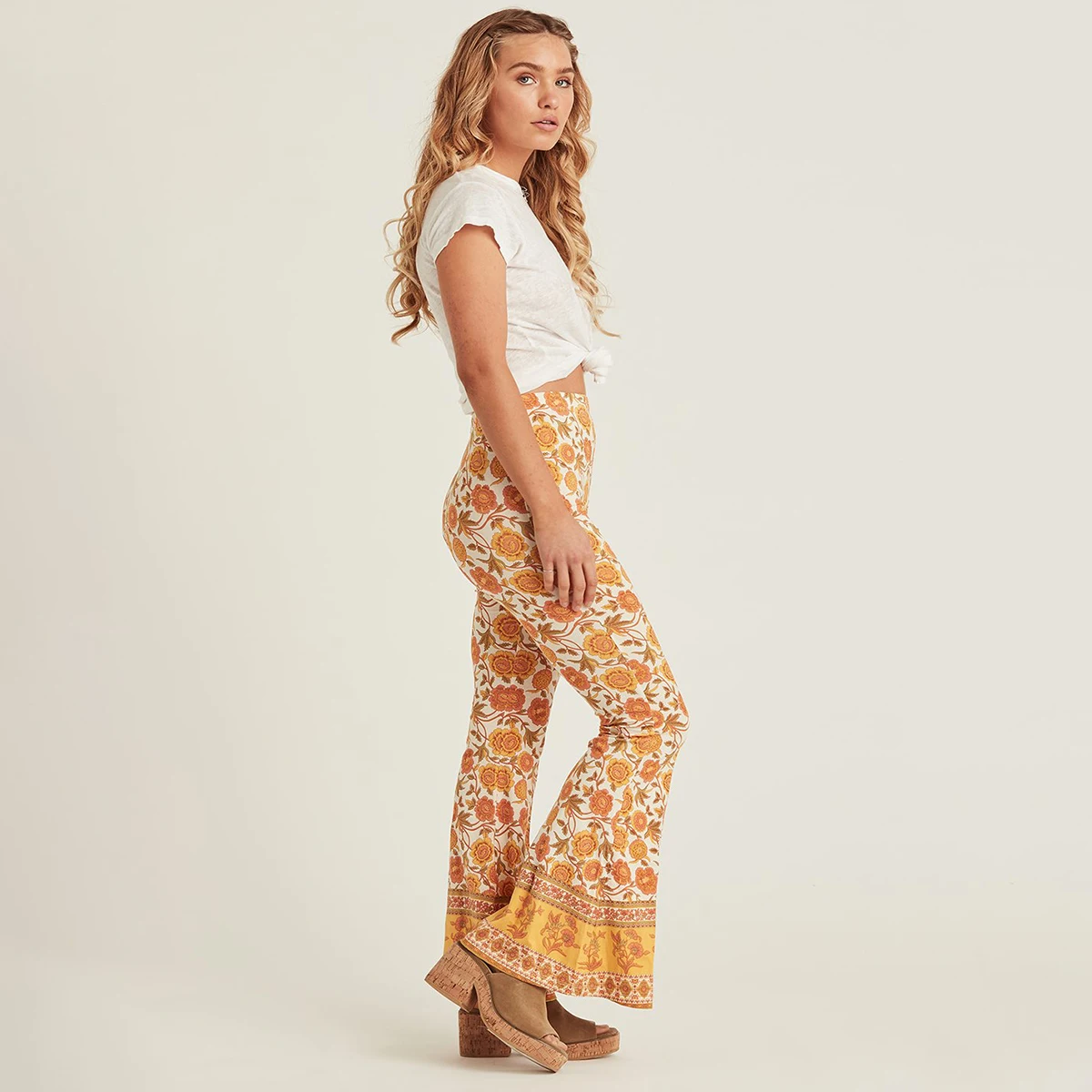 Jastie женские брюки Boho chic с цветочным принтом, брюки-клеш, тонкие длинные брюки с высокой талией, Летние повседневные пляжные брюки