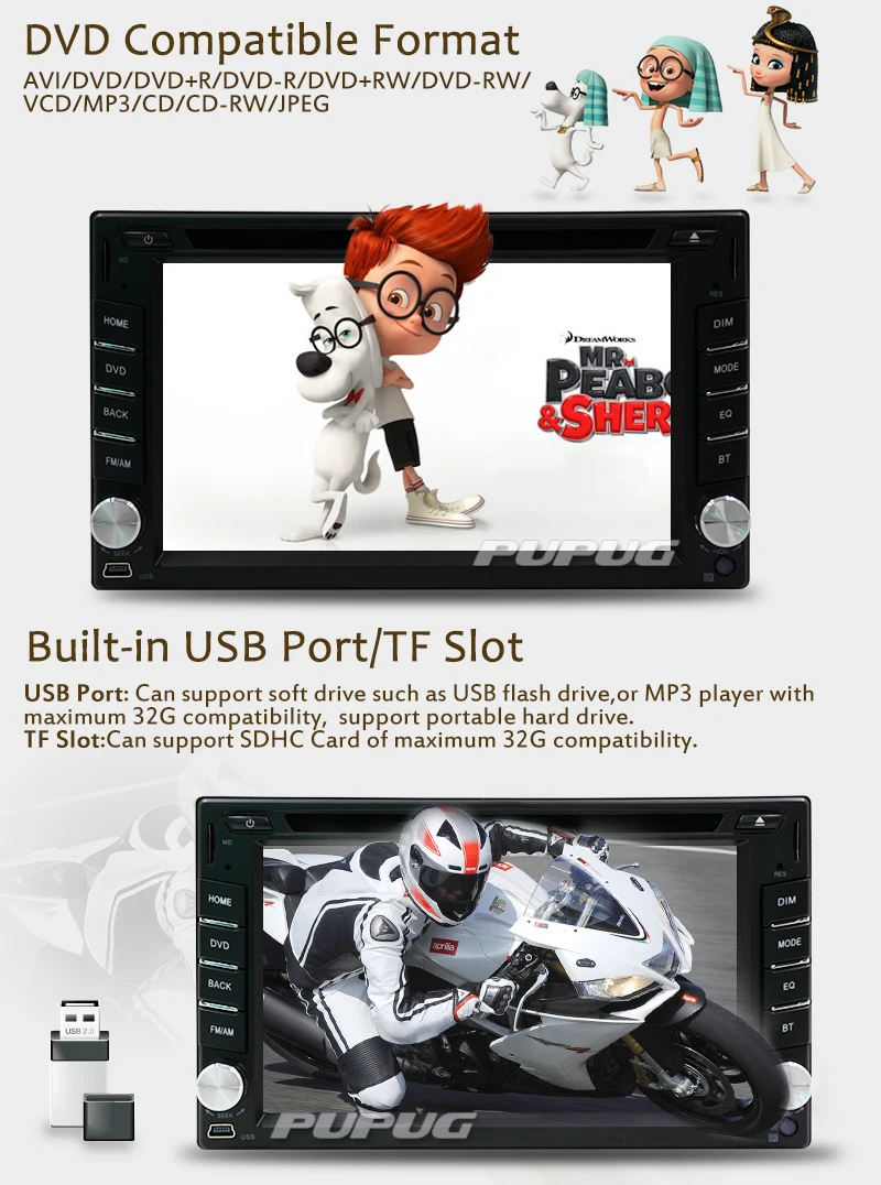 Бесплатная тыловая камера + бесплатная 8 ГБ карта автомобиля двойной Din