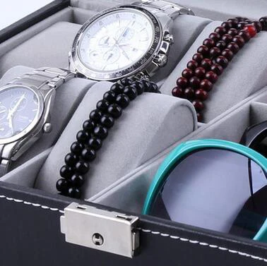 Watch sunglasses PU leather storage box organizer Life small jewelry With lock Casket Glass design display Container | Дом и сад
