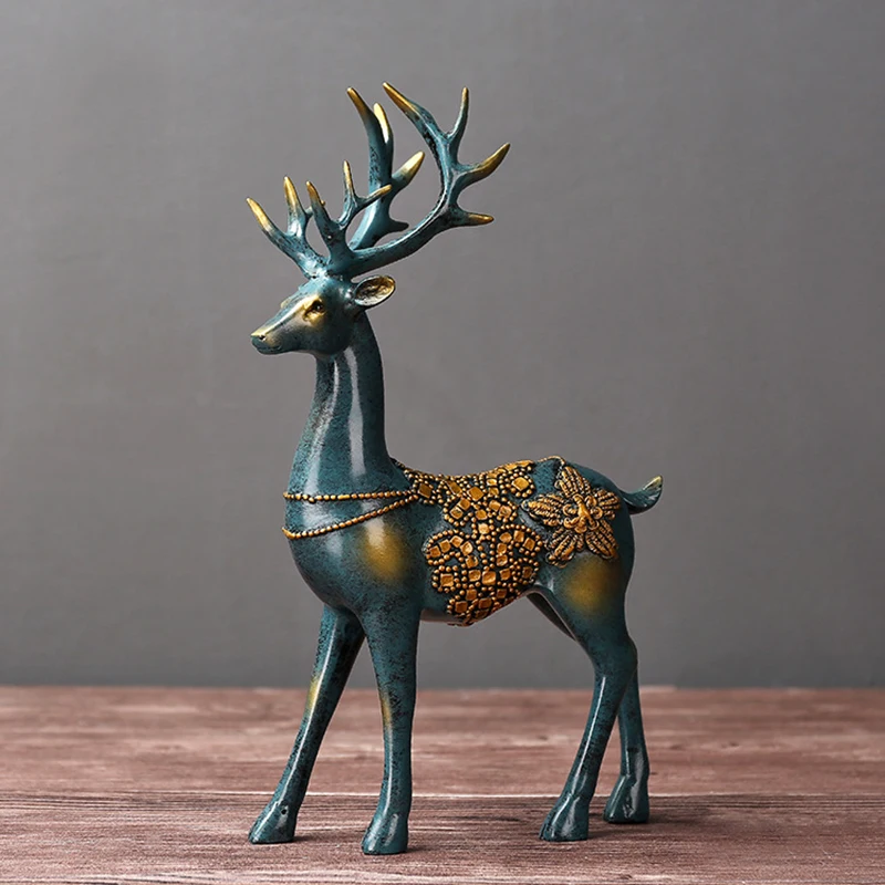 Искусственные олени свадебные украшения статуэтки миниатюры орнамент из смолы