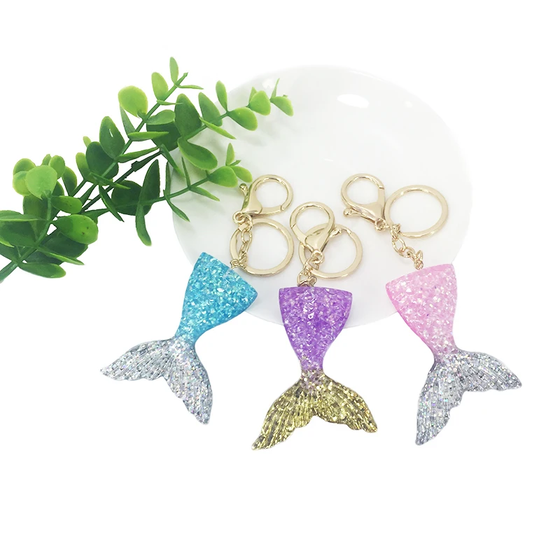Брелок с хвостиком русалки кольцо для ключей блестками Женская Ювелирная