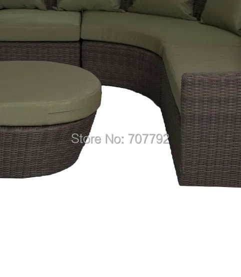 Новинка! Стандартный Изогнутый угловой диван из ротанга коричневого цвета |