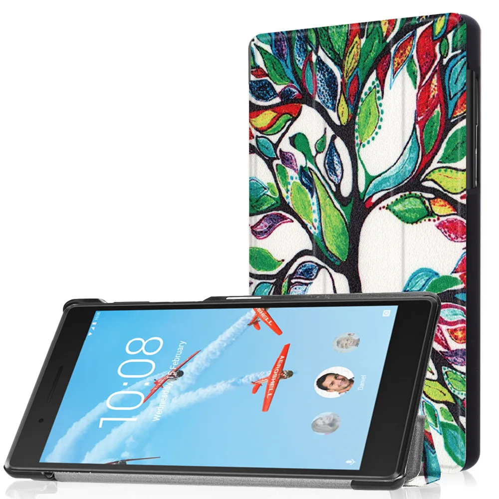 Тонкий чехол Обложка из искусственной кожи с магнитным принтом для Lenovo Tab 7/Tab4 7 ТБ