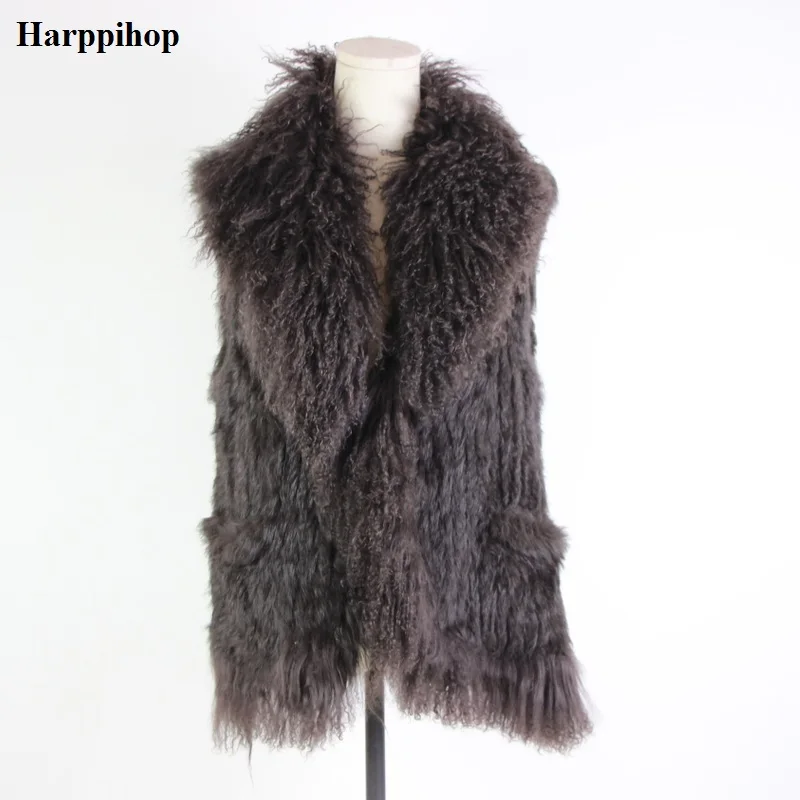 Осенняя и зимняя теплая жилетка из натурального кроличьего меха женская меховая куртка в европейском стиле жилет из меха енота с овечьим мехом восемь стилей - Цвет: Кораллово-Красный