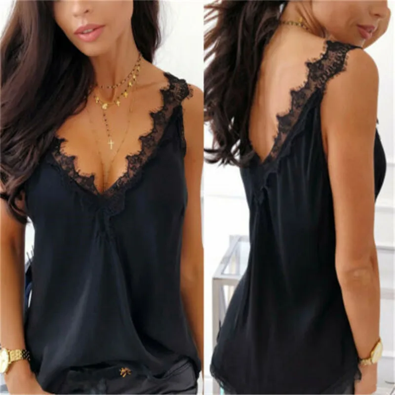 Лидер продаж 2019 женская летняя майка без рукавов однотонная свободная кружевная