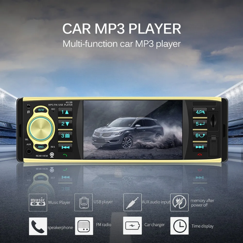 Onever 4,1 дюймов TFT Автомагнитола 1 Din Mp5 плеер аудио стерео AUX FM радио станция Bluetooth Авто радио с USB/SD пультом дистанционного управления