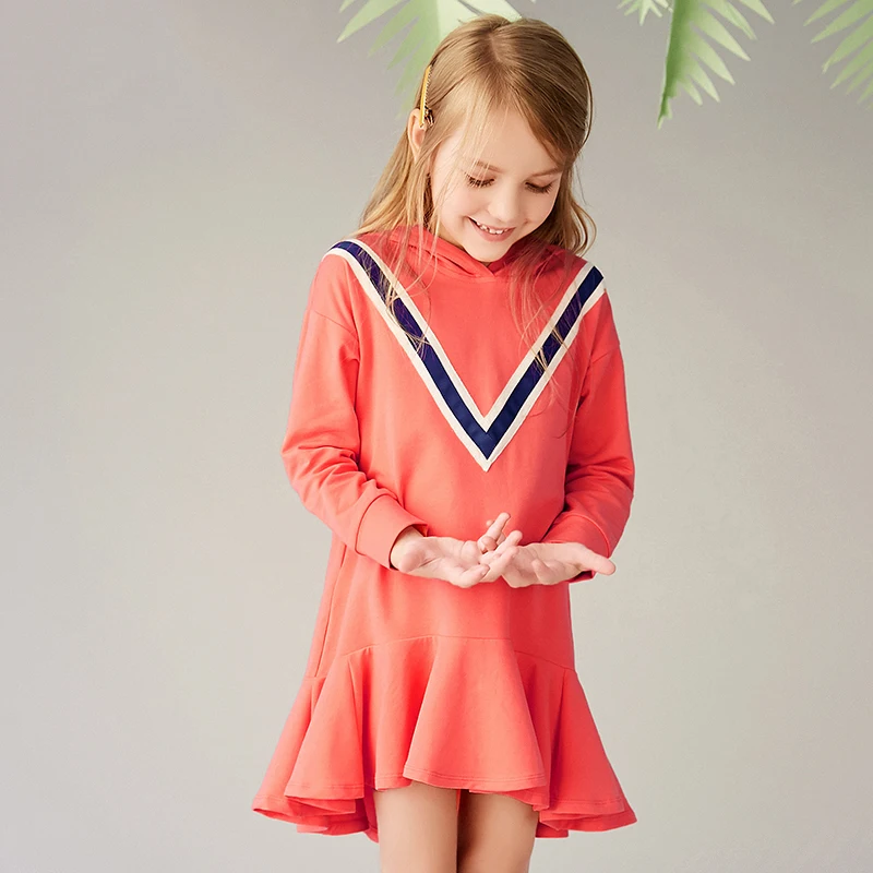 

Girl Hooded dress spring and autumn thin