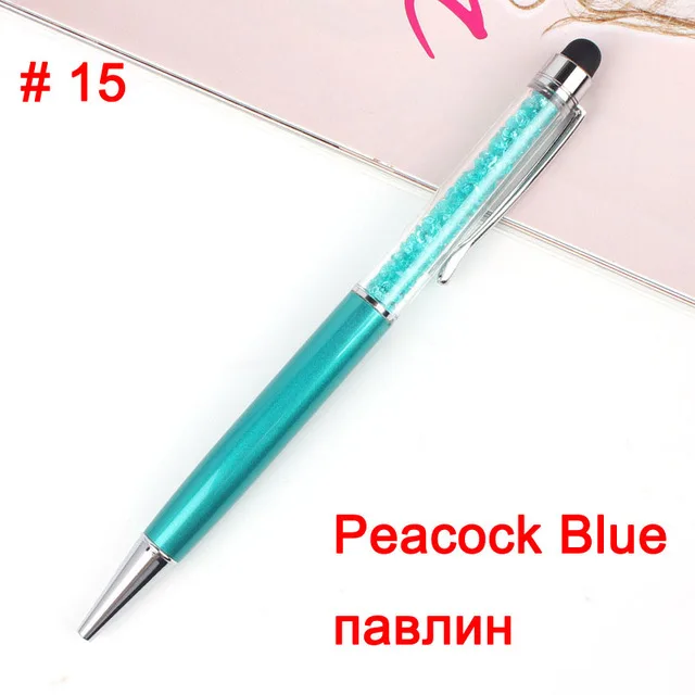 15 20 цветов кристальная шариковая ручка модный креативный Стилус для письма канцелярская ручка для офисов и школ шариковая ручка черный синий - Цвет: 15