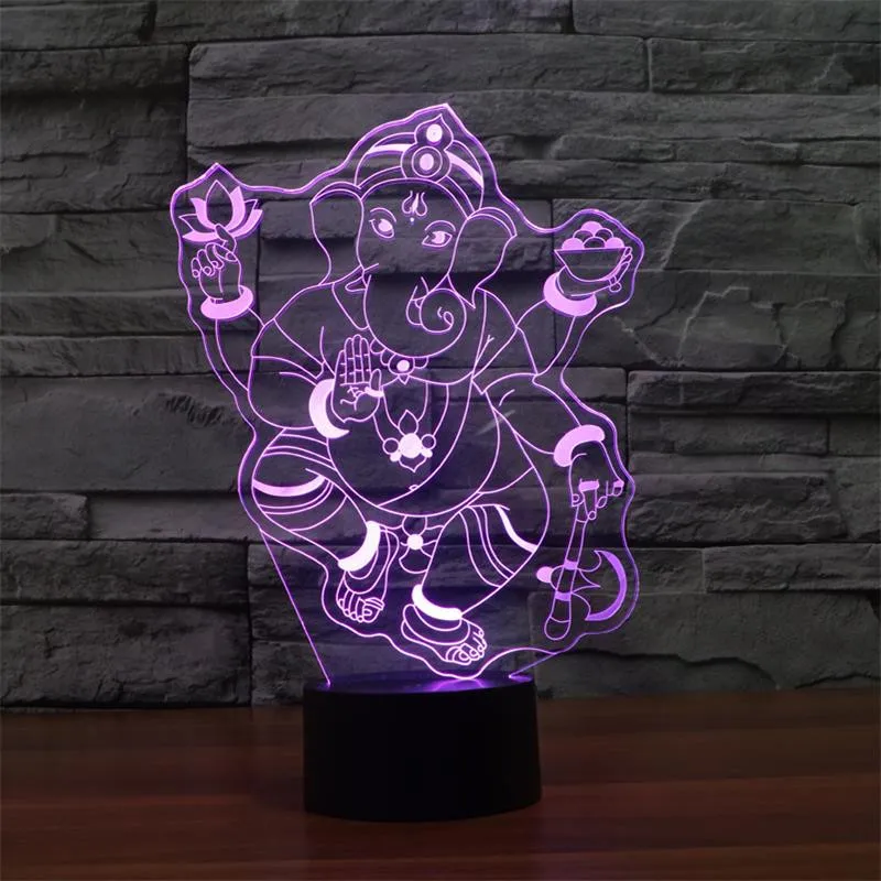 Ганеша светодиодный RGB сенсорный Настольная лампа для друзей декора подарок