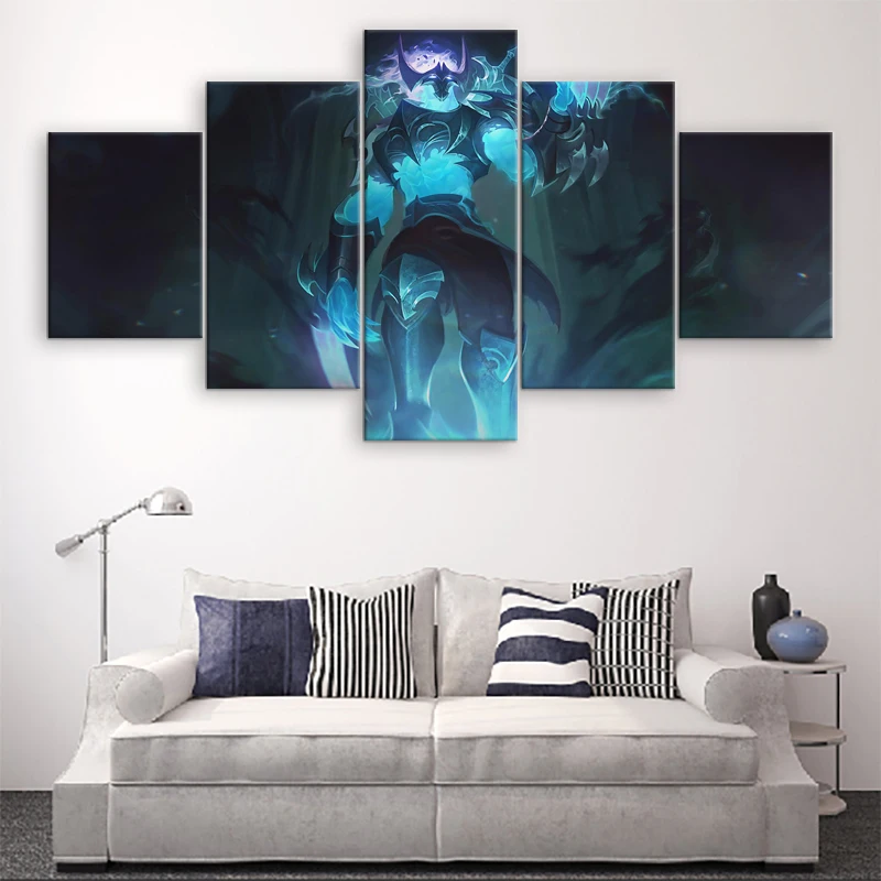 Современный Настенный декор постер 5 панелей домашний Лига Легенд Зед холст