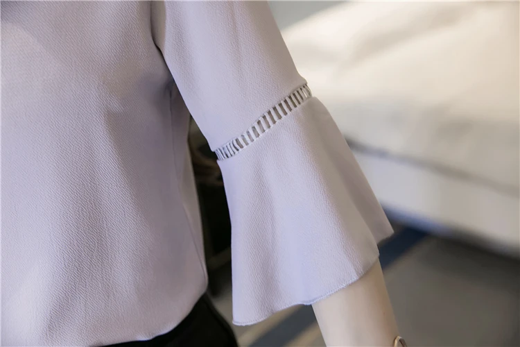 

2019 Women Tops and Blouse Summer Women Clothing Top Women Five-sleeve Blouse Sexy Hollow-out flare sleeve tops 4569 50