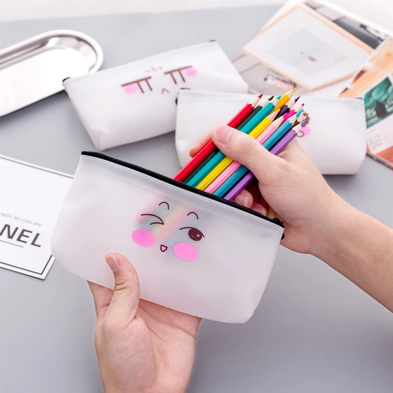 Смайлик Прозрачный Футляр Чехол для девушек студентов подарок карандашей Kawaii