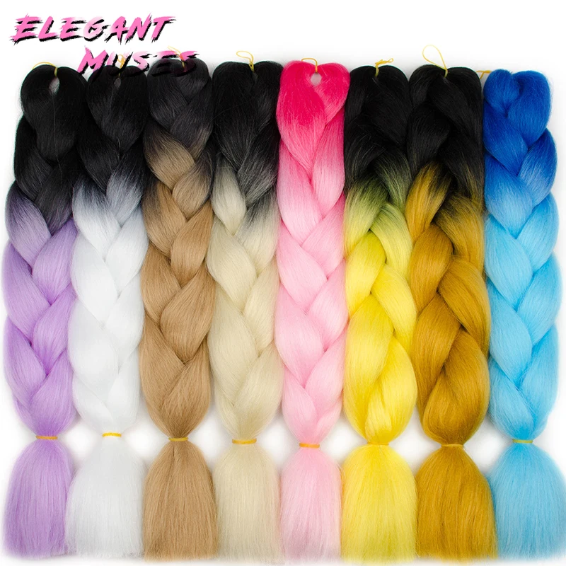 Elegant MUSES 24 дюймов 100 г/упак. Ombre крупное плетение синтетические накладные волосы