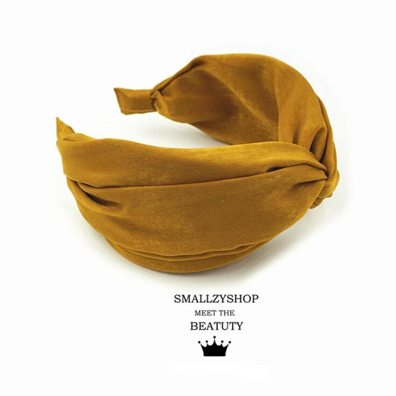 Yellow 1 шт., модный стиль, для женщин и девочек, одноцветная ободок, винтажная повязка на голову, для женщин и девушек, Корейский крест, атласные аксессуары для волос, головной убор - Цвет: Yellow