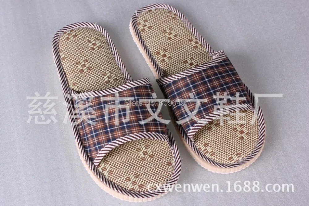 

Lovers sandals summer flat slippers flip flops beach male&women's slippers Cany mat linen in the household indoorTX03-2pcs