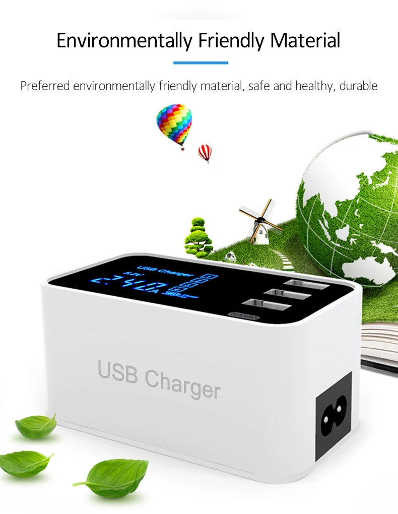 Сетевое зарядное устройство с 4 портами USB Type C и светодиодным дисплеем|Зарядные