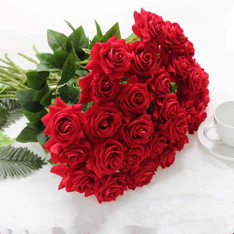 Бесплатная доставка Набор из 10 шт./упак. байковые розы цельное Свадебный букет