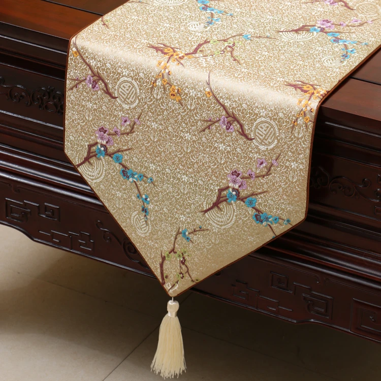 

Handmade Elegant Damask Table Runners Dining Table Pads Placemats Vintage Floral Chinese Tablecloths