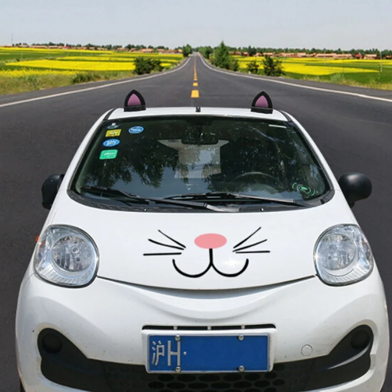 3D кошачьи ушки, наклейки на крышу автомобиля, грузовика, деколь Декорации для мини-автомобилей, аксессуары для укладки 1 шт