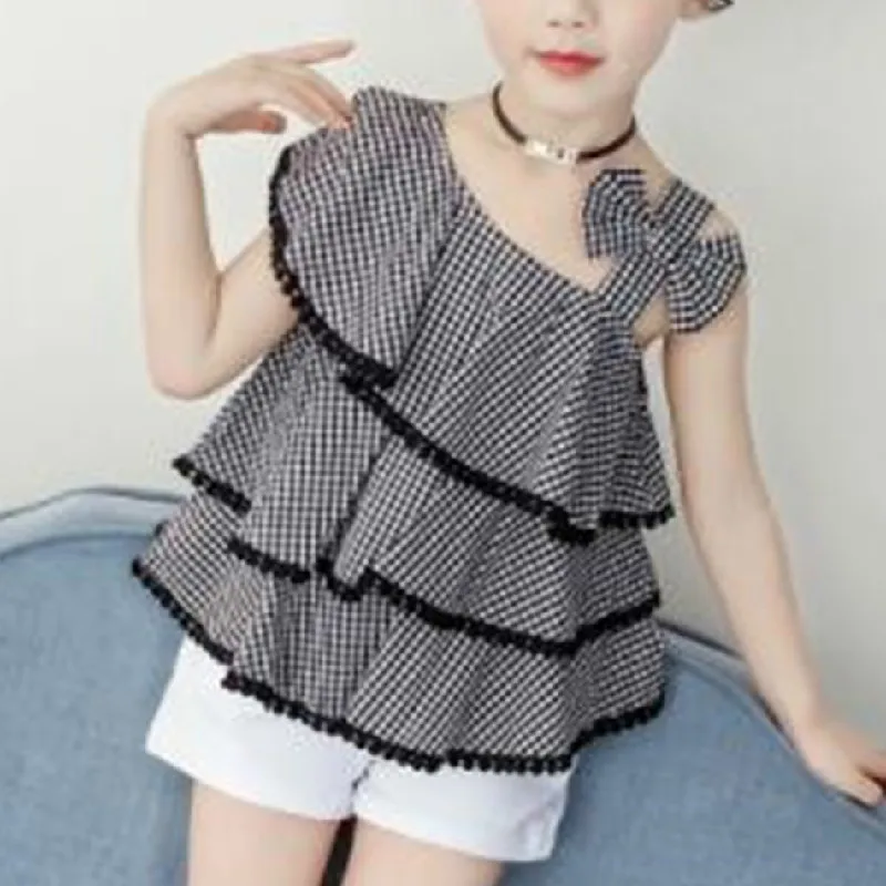 Летний костюм для девочек новинка 2020 детская одежда маленьких наряды с оборками