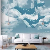 custom mural wallpaper creative ocean sky whale childrens room background wall