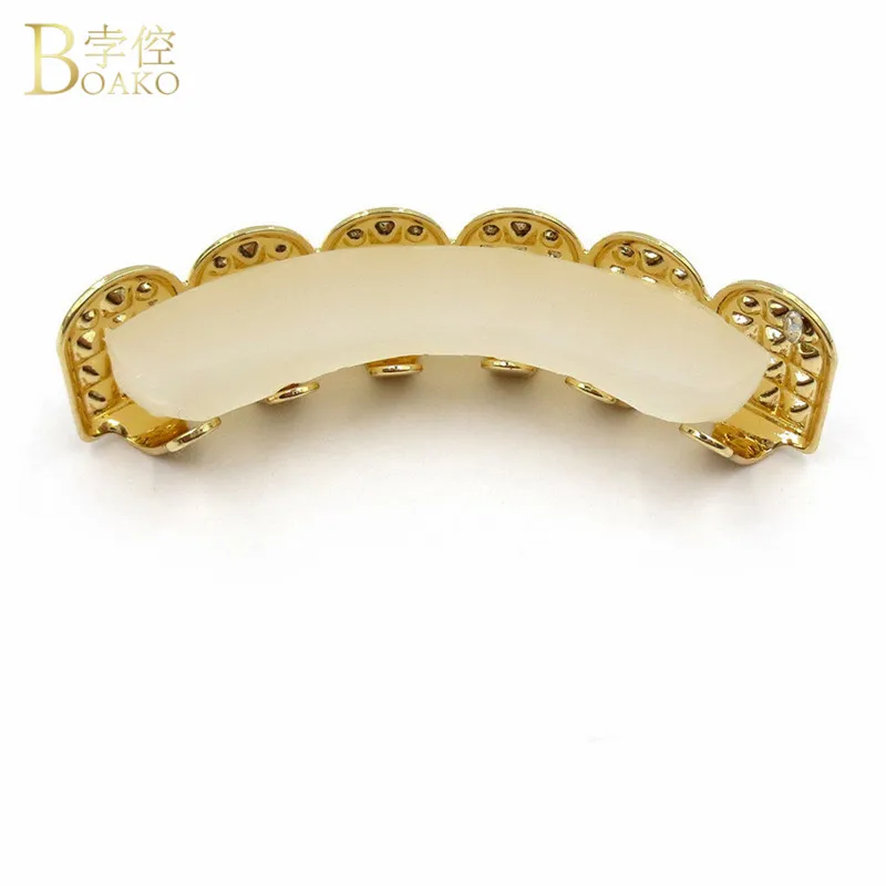 BOAKO хип-хоп золотые зубы Grillz Iced Out CZ зубы шапки верхние и нижние грили стоматологические рот панк вечерние зубные Рэппер Украшения для тела