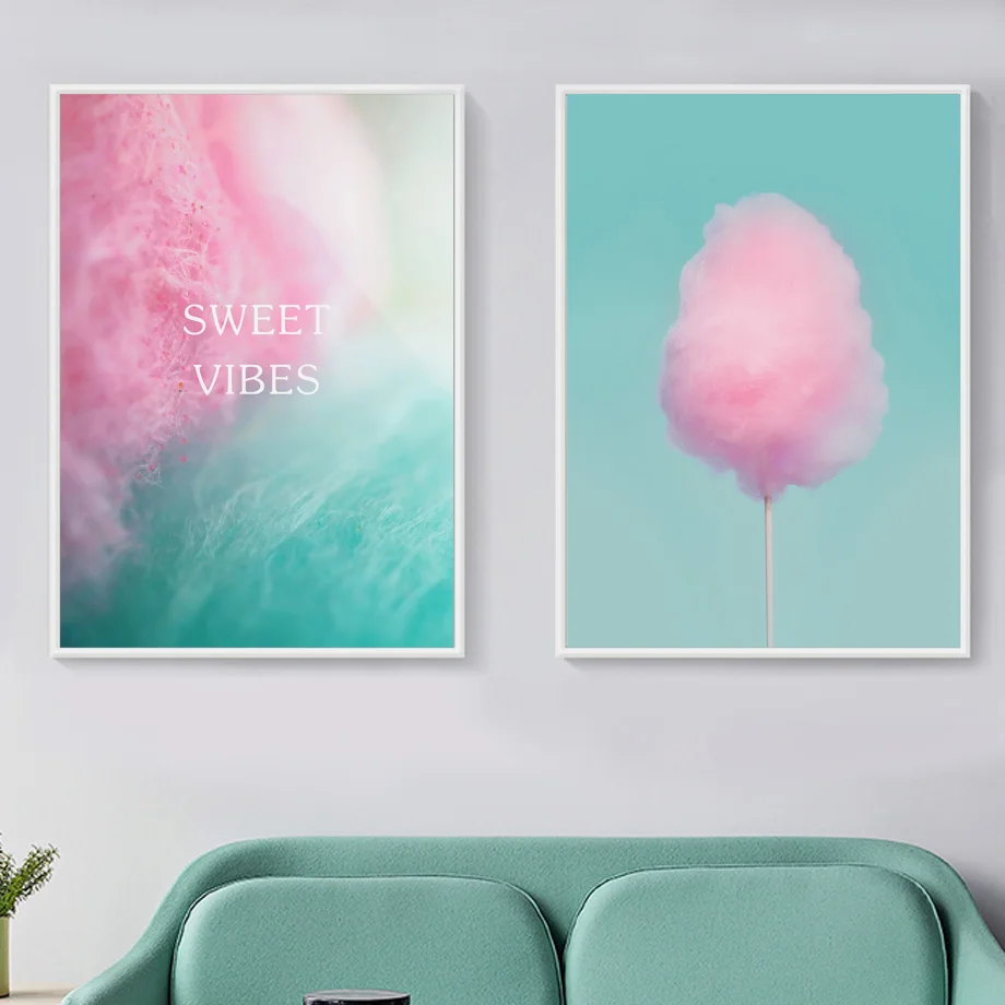 Постеры и принты Sweet Vibes Cotton Candy в скандинавском стиле настенная живопись на