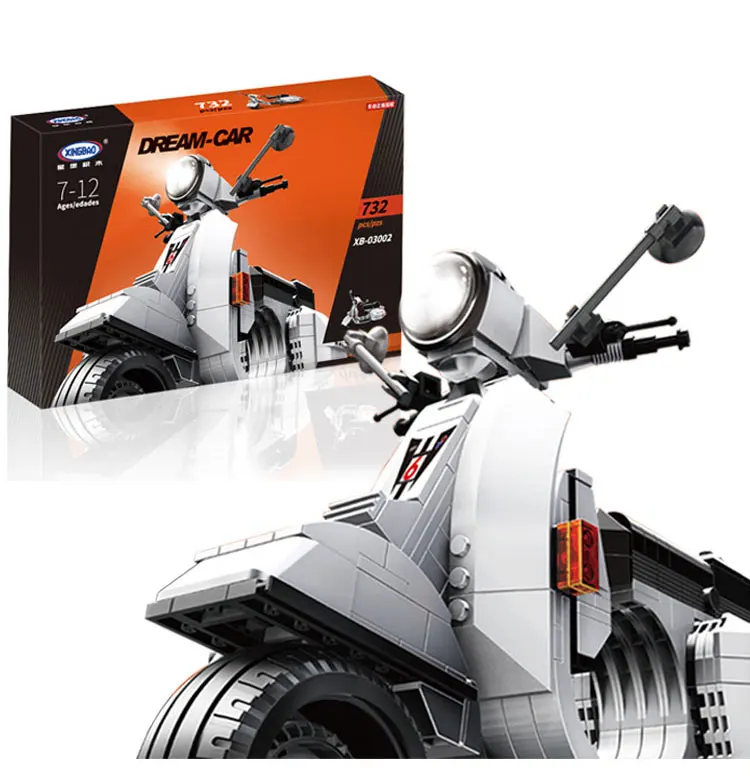 XINGBAO 03002 732 шт. Оригинальные творческие технические классические серии Vespa P200 мото строительные блоки кирпичи мальчик игрушки модель - Цвет: White