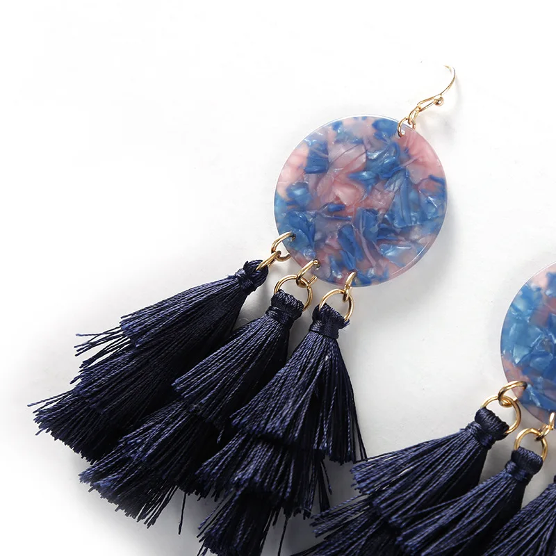 Женские серьги в богемном стиле акриловые Бархатные золотого цвета многослойные