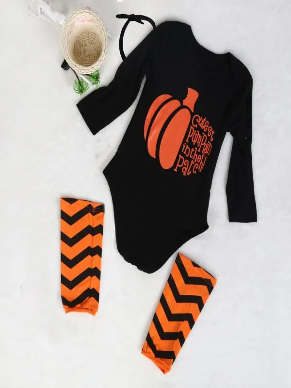 2019 Модный облегающий костюм на Хэллоуин с тыквой для новорожденных + носки