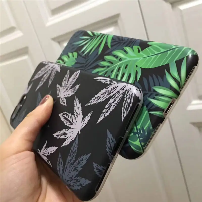 Europe And The United States New For Iphone 6 6S 7 8plus X Xs Xr Xsmax Fresh Green Leaves Tpu Anti-Fall Mobile Phone Shell |