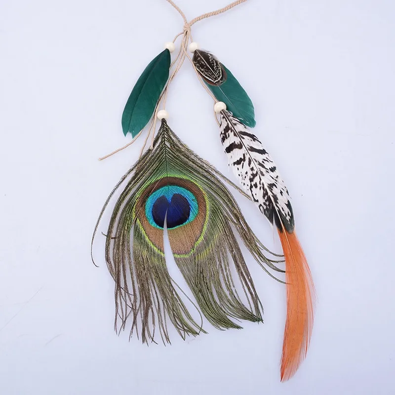 Женская повязка на голову с цветными перьями и бусинами|hair jewelry accessories|hair jewelryjewelry