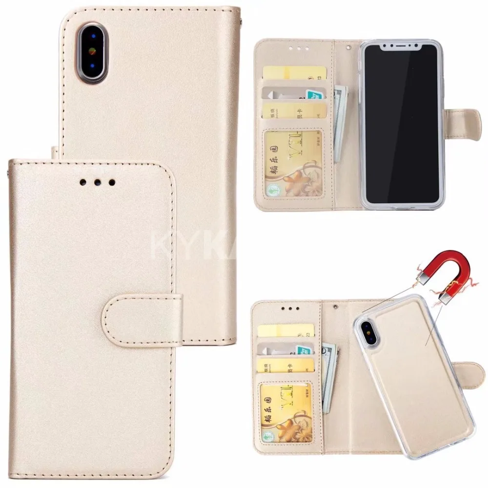 500pcs 2 in 1 Magnetic Detachable Leather Wallet Case For iPhone X 8 7 6 6S Plus Magnet Removable Retro Ultra Slim Cover | Мобильные
