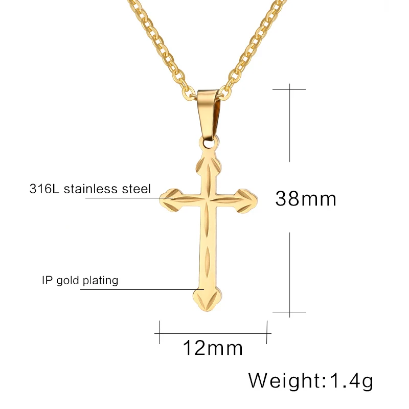 TIANXI Cross Pendant Necklace for Women Men Silver Color Stainless Steel Free Chain Jewelry | Украшения и аксессуары